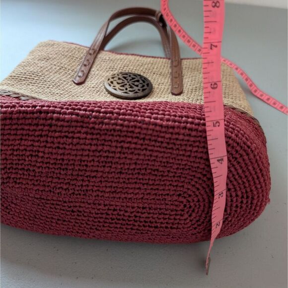 BRIGHTON FERRARA VOLTERA Red Raffia Straw Tote VERYCLEAN *missing shoulderstrap* - Picture 6 of 9